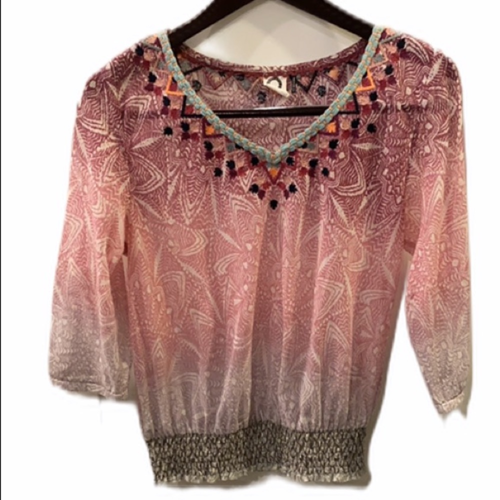 Akemi + Kin Embroidered Boho Blouse
